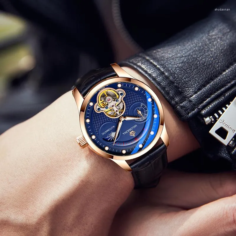 Relojes de pulsera ORKINA para Hombre reloj mecanico automatico Tourbillon reloj deportivo de cuero reloj de pulsera Retro informal de negocios