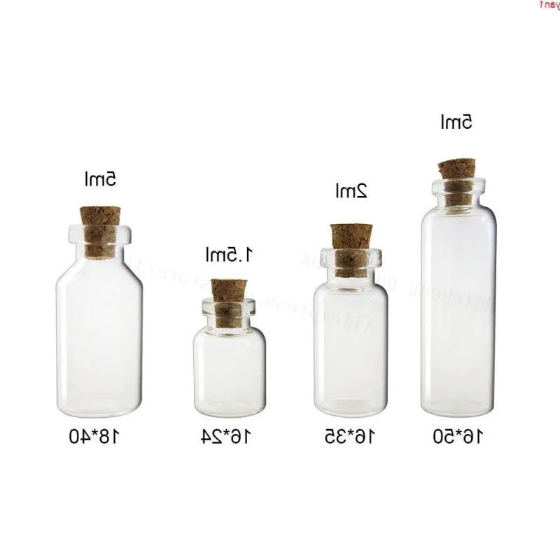 500 x 15 ml, 2 ml, 5 ml kleine Glasflaschen mit Korken, 15 ml Probenfläschchen, Mini-Displaybehälter, hohe Menge Mhfwj