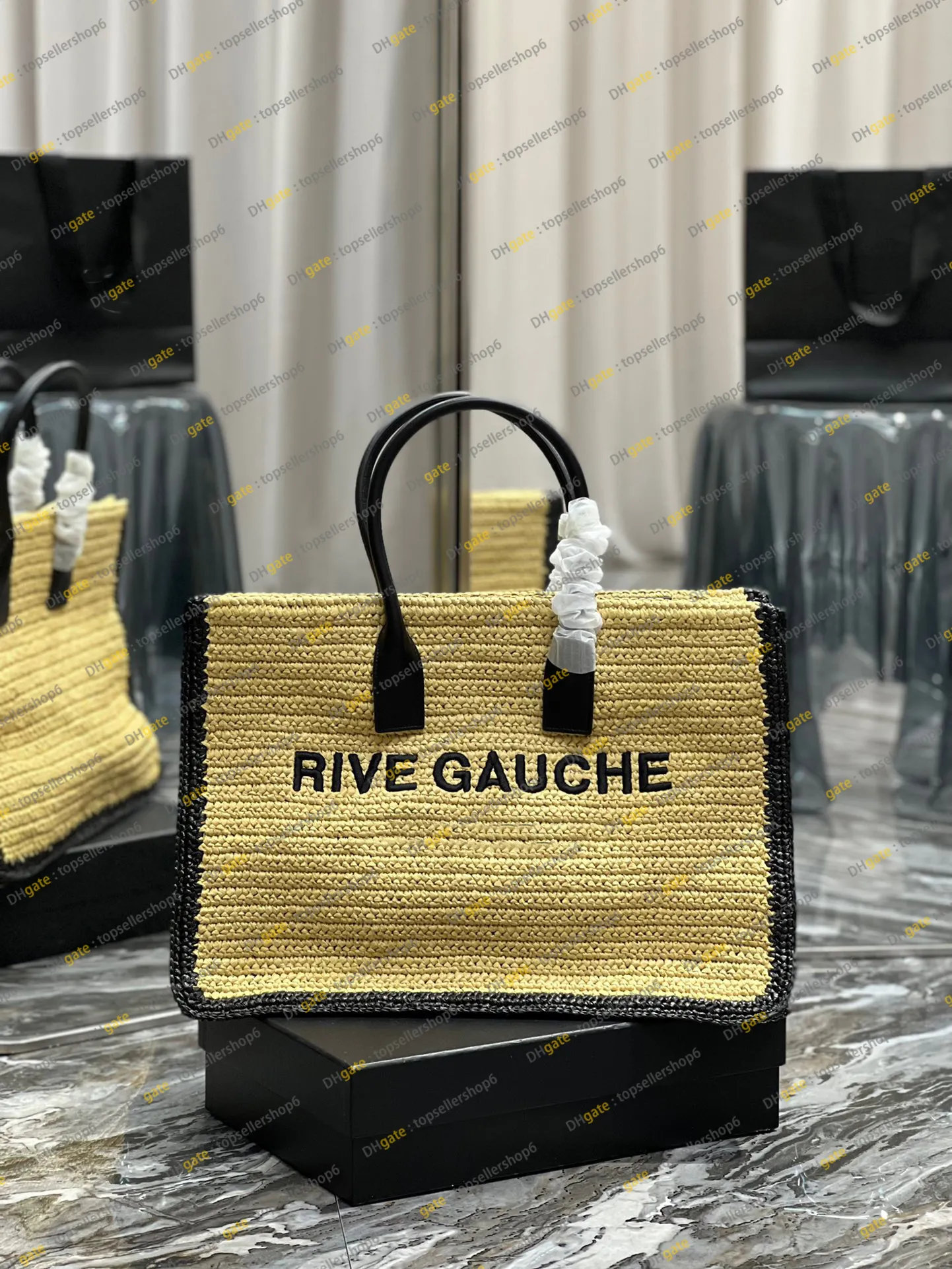 Bolsa Feminina Designer RIVE GAUCHE TOTE BAG EM RAFFIA CROCHET PANIER  Trançada Lbiza Bolsa De Praia Em Couro De Bezerro Genuíno Shopping Bolsa  Clutch Bolsa Tiracolo Bolsa Tiracolo Bolsa Tiracolo De $1.363,05