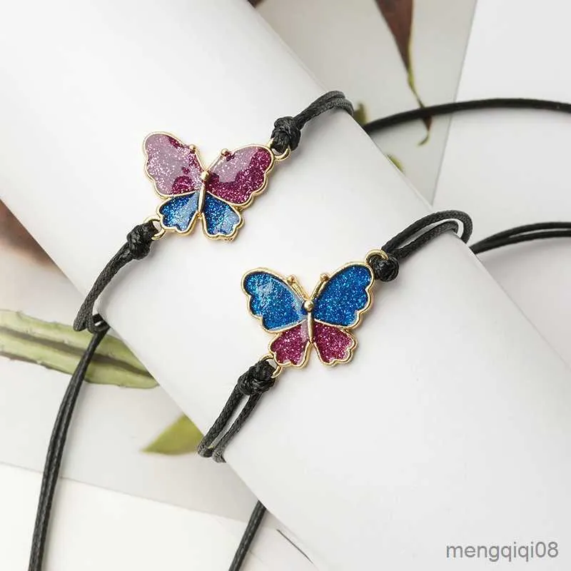 Bransoletki ręcznie robiono spleciona para dla kobiet miłośnicy Butterfly Hand Evil Eye Regulowane biżuteria R230614