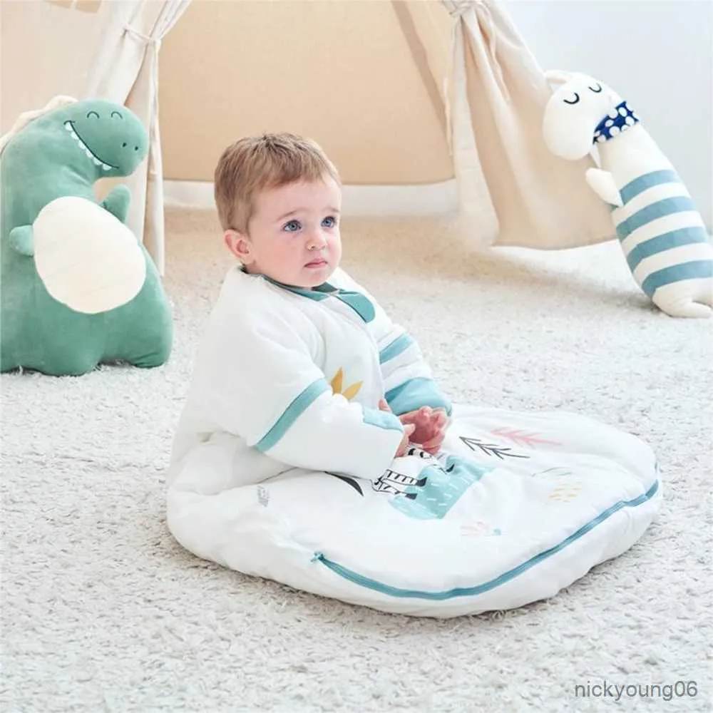 Śpiwory torby dla niemowląt Grube Kopnięcie na noworodka bawełniana zimowa pieluszka zmieniająca odłączona rękaw Toddler Playsit R230614