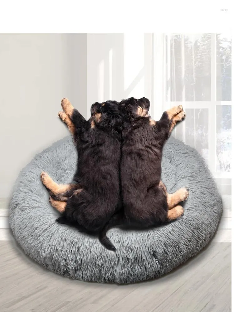 Kennels Super Soft Pet Bed Kennel Dog Round Cat Winter Warm Sleeping Long Plush Large Puppy Cushion Mat Forniture portatili