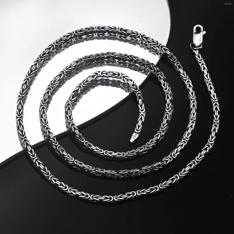 Kettingen massief 925 sterling zilver BYZANTIJNSE ketting ketting 2,5 mm dikke handgemaakte ambachtelijke vintage retro sieraden cadeau voor mannen vrouwen paar