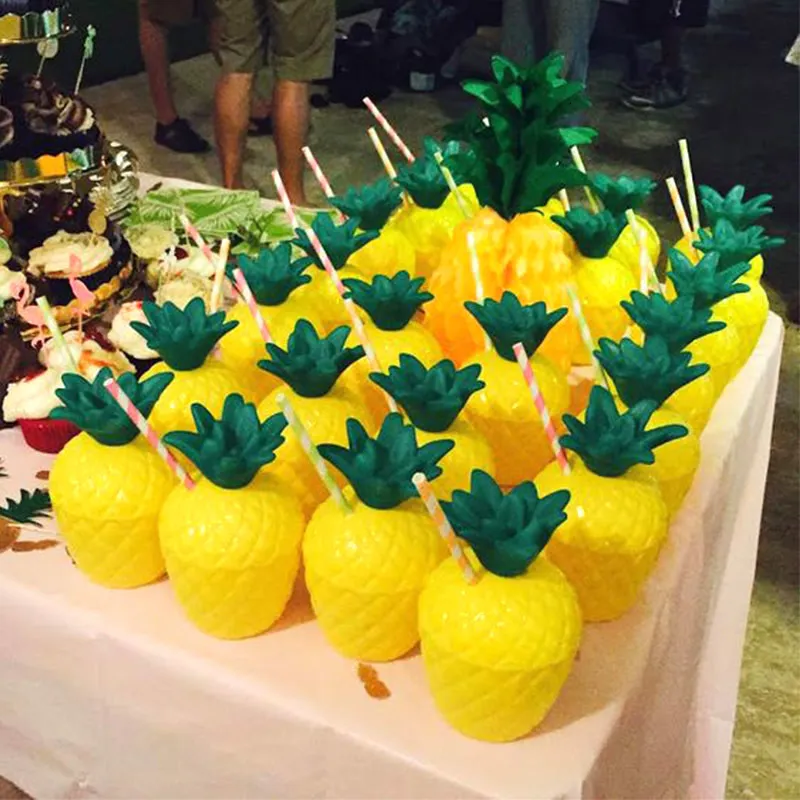 Andere Partyzubehör für Veranstaltungen, 6/12 Stück, Sommer-Tropen-Ananas-Kokos-Trinkbecher, Plastikbecher, Sommer-Strand-Pool, Hawaii, Luau, Geburtstagsfeier, Dekoration, Strohbecher 230613