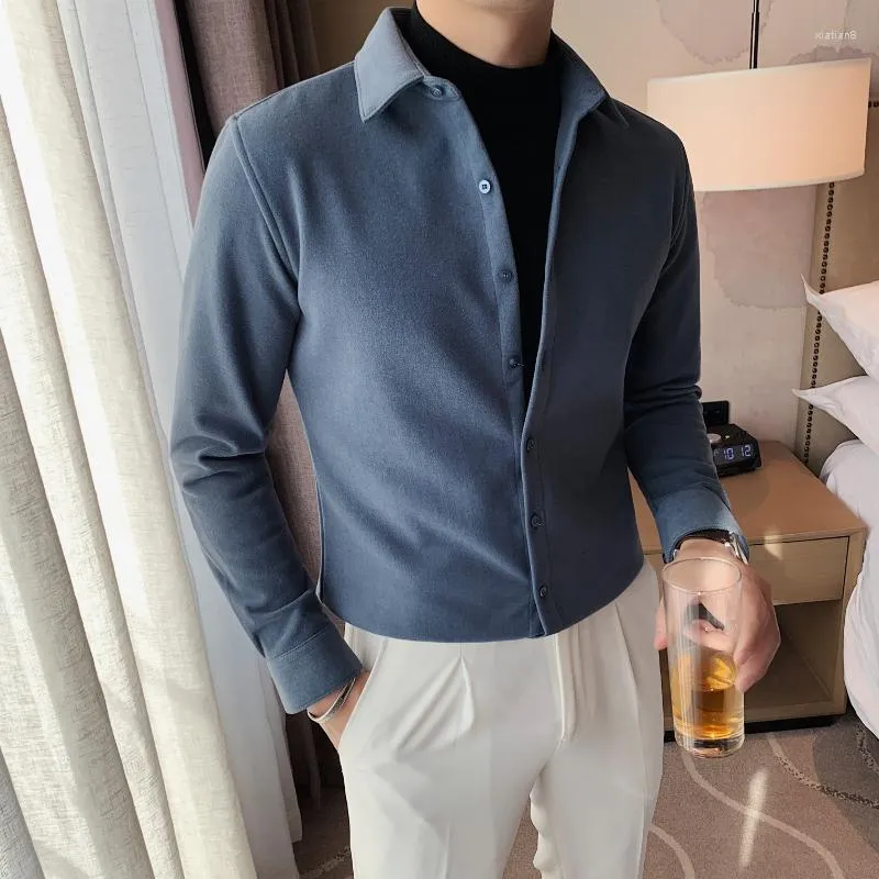 Męskie koszule butique dla mężczyzn bawełniany kolor stały kolor zagęszczony wersja miękka oddychająca klasyczna elegancka biznes inteligentna