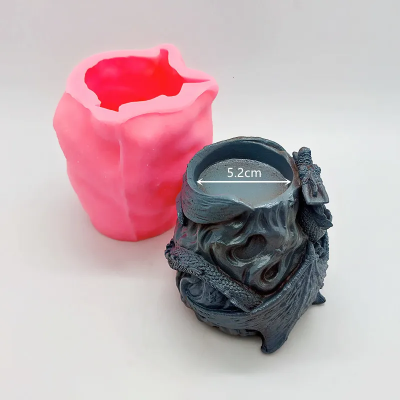Flying Dragon Skull Candlestick Silicone Mold For DIY Baking
