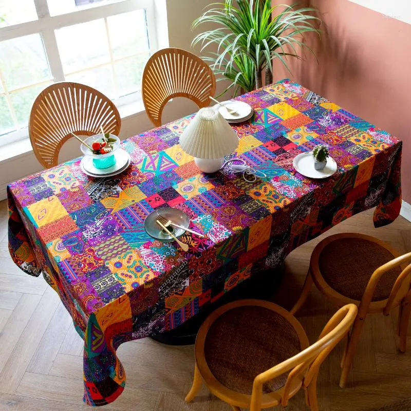 Table Cloth Vintage Ethnic Art Southeast Asia Style Homestay Tablecloth For Dining Kitchen Decoration