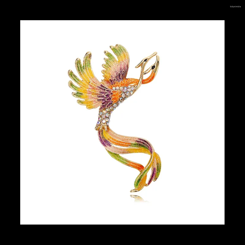 Jewelry Pouches Enamel Phoenix Bird Brooches For Women Men Beauty Party Office Brooch Pin Gifts A