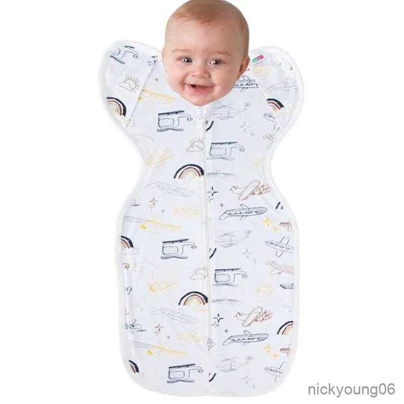 Sacs de couchage Infant Toddler Sleep Bag Anti Startle Turned Sleeve Sleepsui Design Skin-friendly Cotton Zipper R230718