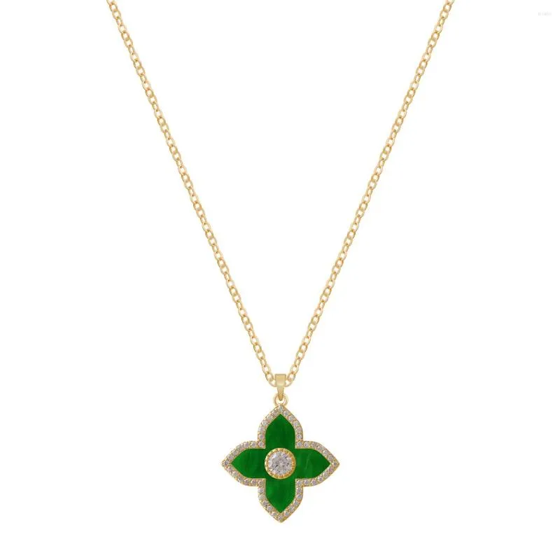 Pendant Necklaces Fashion Shiny Zircons Lucky Four-leaf Clover Necklace For Women Color Choker Fine Jewelry Gift