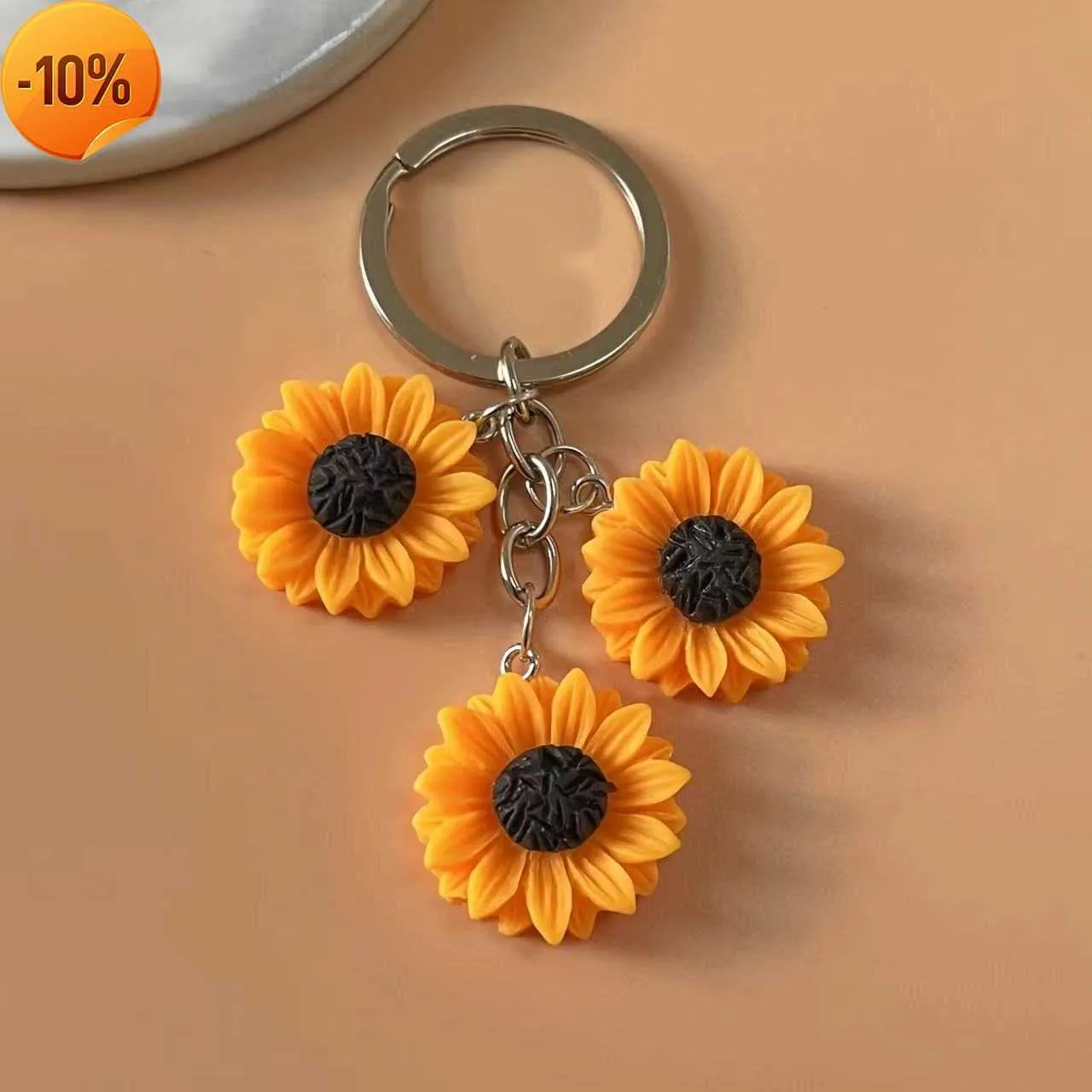 Partihandel Partihandel Solrosblommor Harts Keychain Golden Sun Blommor Keychain Söt enkelhet Stil Daisy Flower Keychain Bästa vän Gåvor