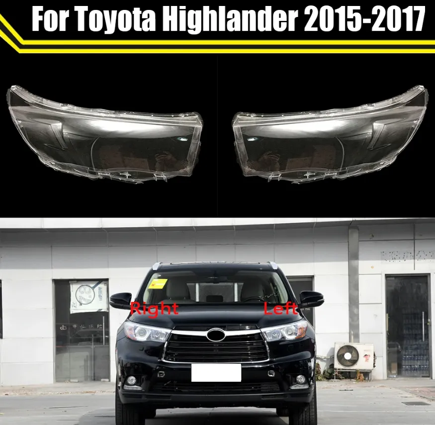 Auto Luce Trasparente Caps Paralume Lampada Borsette Auto Anteriore Del Faro di Vetro Del Faro Della Copertura Per Toyota Highlander 2015-2017