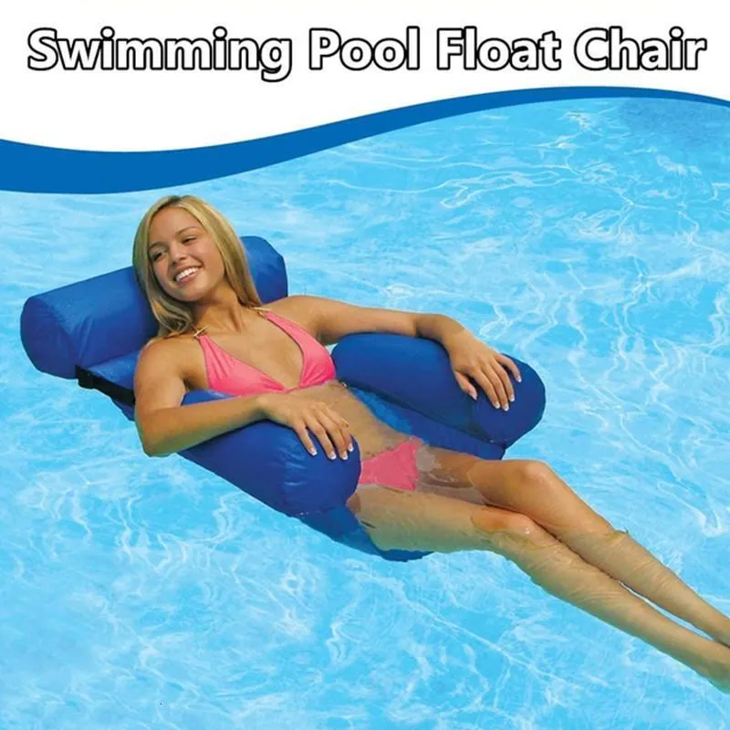 Gonfiabili Tubi Galleggianti Piscina Galleggiante Sedia Portatile Pieghevole Anello da Nuoto Materasso ad Aria Grande Letto ad Acqua Blu per Adulti 100 * 120 cm 230613