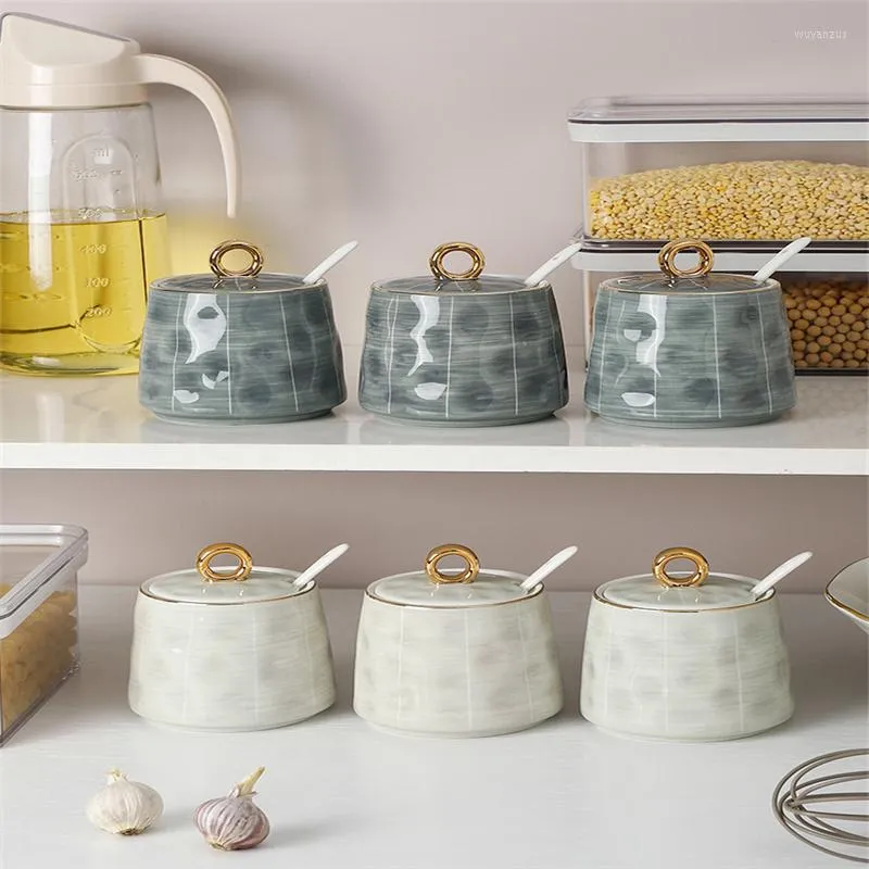 Bottiglie di stoccaggio Vaso per condimento semplice nordico Contenitore per combinazione di sale da cucina in ceramica per uso domestico