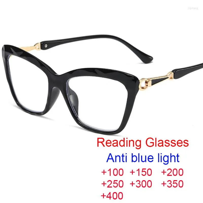 Zonnebril Mode Ultralight Cat Eye Anti Blauw Licht Leesbril Vrouwen Luxe Designer Verziendheid Brillen Afgewerkt Brillen 2.5