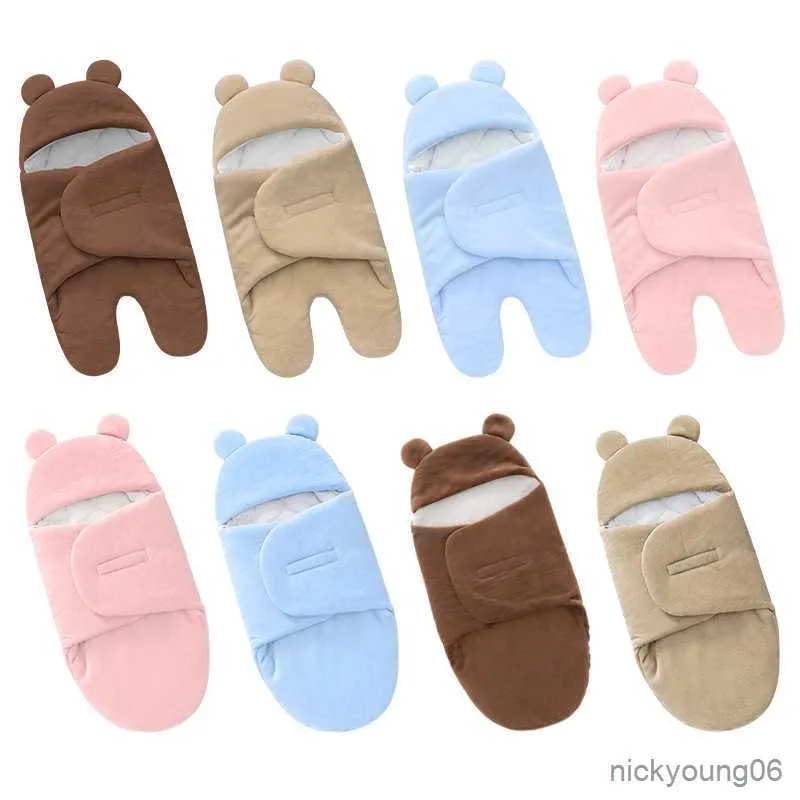 Спальные мешки Baby Зимние сумки для новорожденных теплые плюс бархатный крышка одеяло конверт сгущайте пеленку обертки R230614