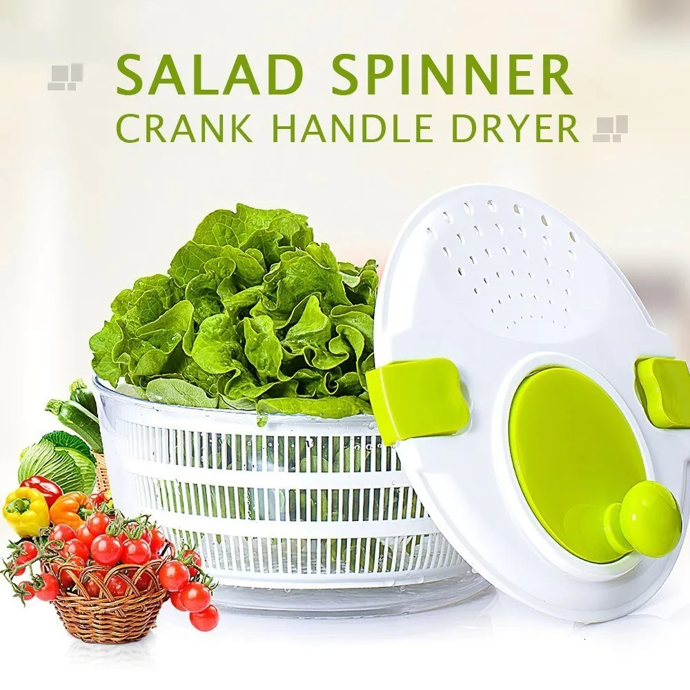 Salade Gereedschap Salade Afdruiprek Handleiding Sla Droger Crank Handvat Vergrendeling Deksel voor Groente Fruit Salade 230613