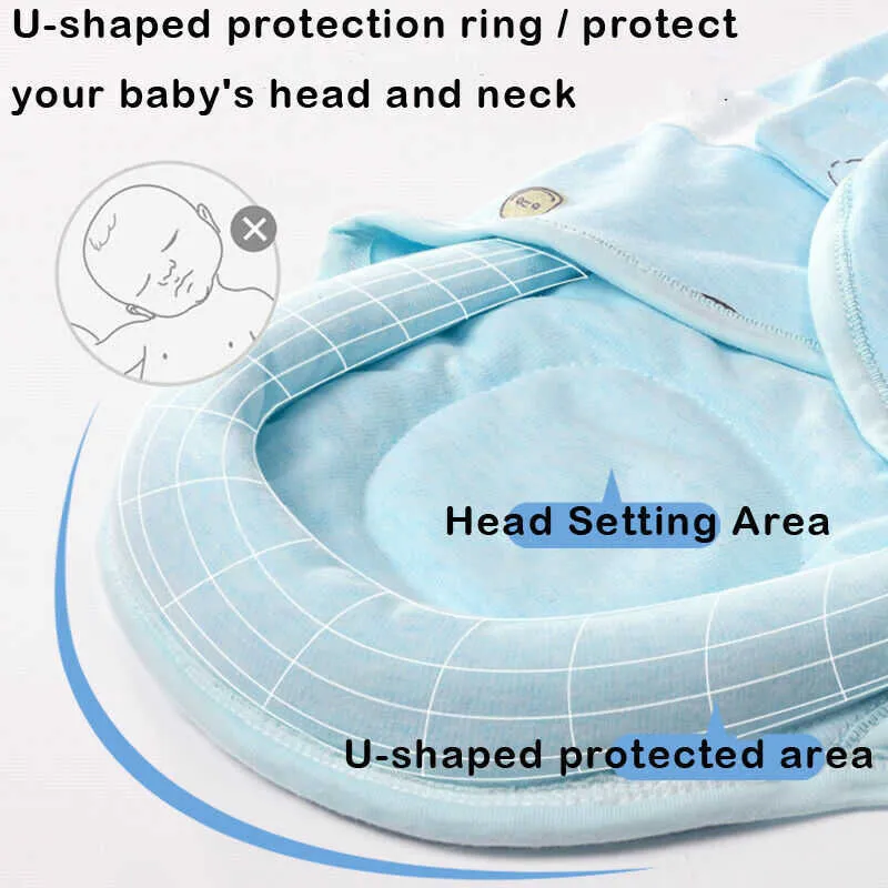 Schlafsäcke für Neugeborene, Baumwoll-Wickeldecke mit kopfschützendem, niedlichem, warmem Schlafwickel für Kleinkinder