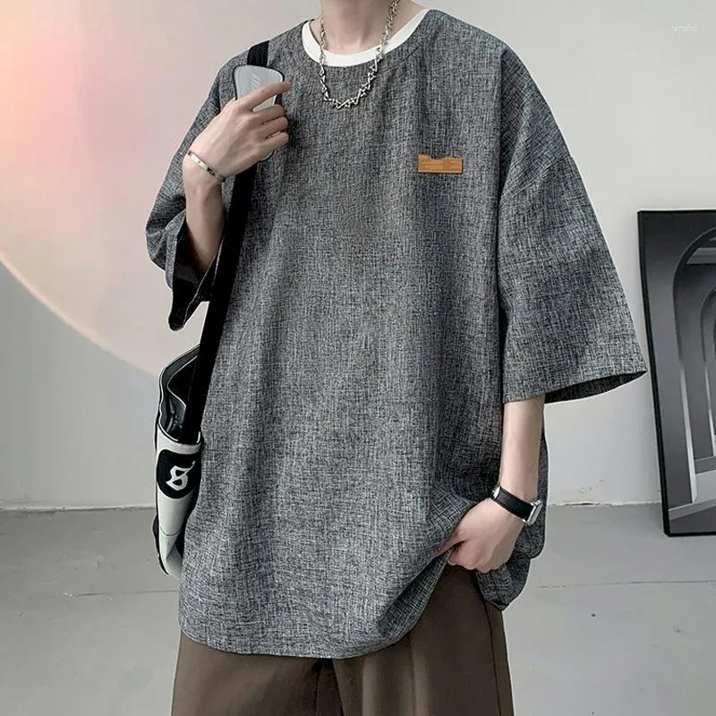 Męskie koszulki foufurieux modna koszulka okrągła szyja streetwear swobodny koreański letni cienki luźne koszulki z krótkim rękawem męskie ubrania męskie