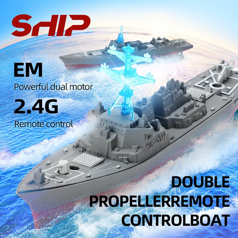 ElectricRC лодки 2.4G RC RC Высокоскоростная дистанционное управление моделирование корабля моделирование военного корабля Toy Mini Battleship Kids Toys For Boys Kids Gifts 230613