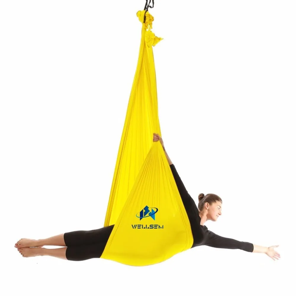 Bandes de résistance Top Aérien Yoga Soie Flying Swing Anti-Gravité Yoga Hamac Tissu Dispositif de Traction Aérienne Fitness pour Yoga à la Maison et Stade 230613