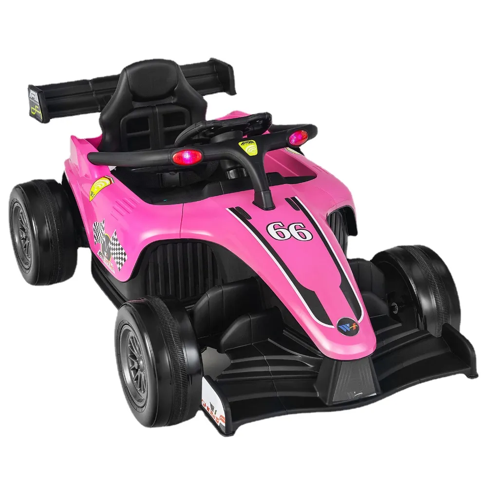 Babyjoy 12V Kids Ride on Car Electric Racing Truck Télécommande MP3 Lights Voiture rose