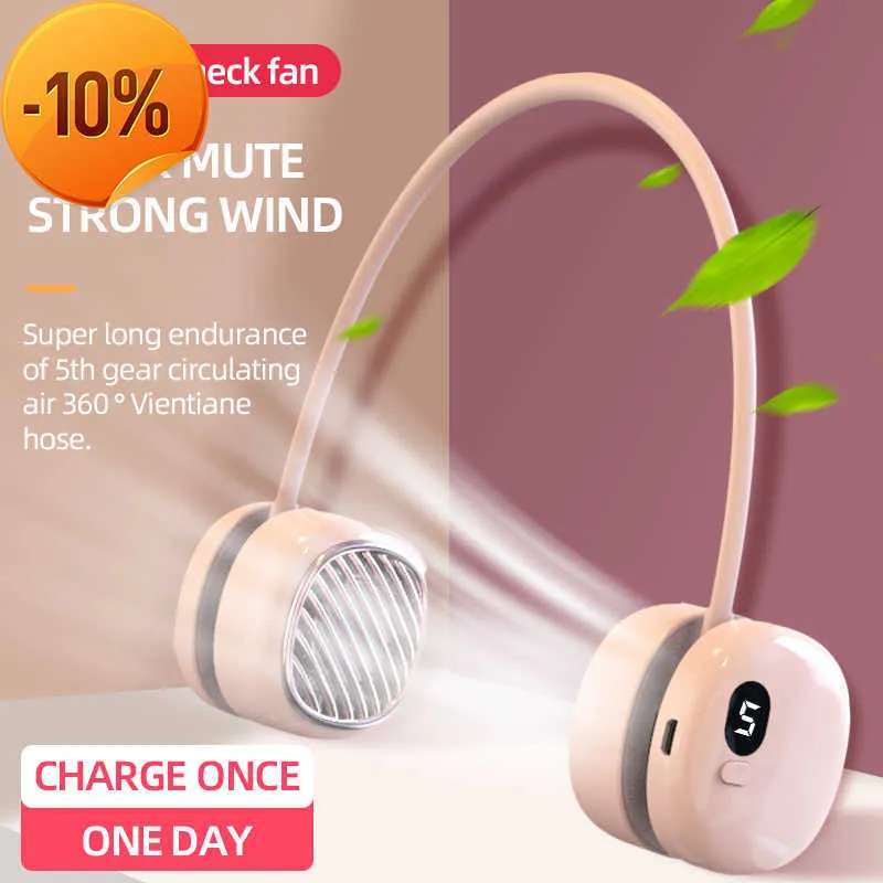 FR FRSARA Neck Fan, Bladeless Portable Fan, 3 Speeds, 4000mAh Battery, Quiet Operation, Blue