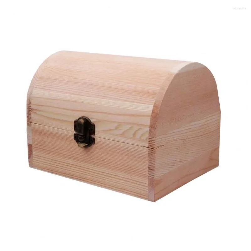 Pochettes à bijoux boîte rétro bureau en bois naturel rangement à clapet décoration à la main carte postale en bois