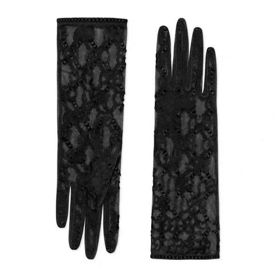 Mode longue dentelle mariée gants de mariée gants de mariage cristaux accessoires de mariage gants de dentelle pour les mariées cinq poignet sans doigts Len236i