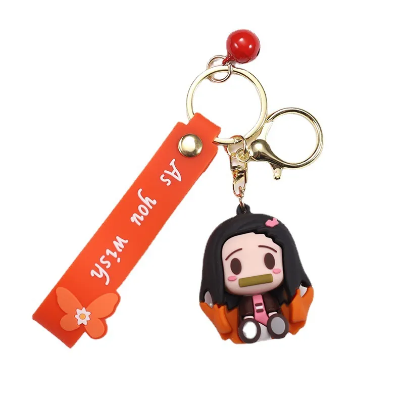 Japanischer Cartoon-Dämonentöter Kamado Tanjirou Nezuko 3D süßer Geschenk-Taschenanhänger-Schlüsselanhänger für Cartoonfans