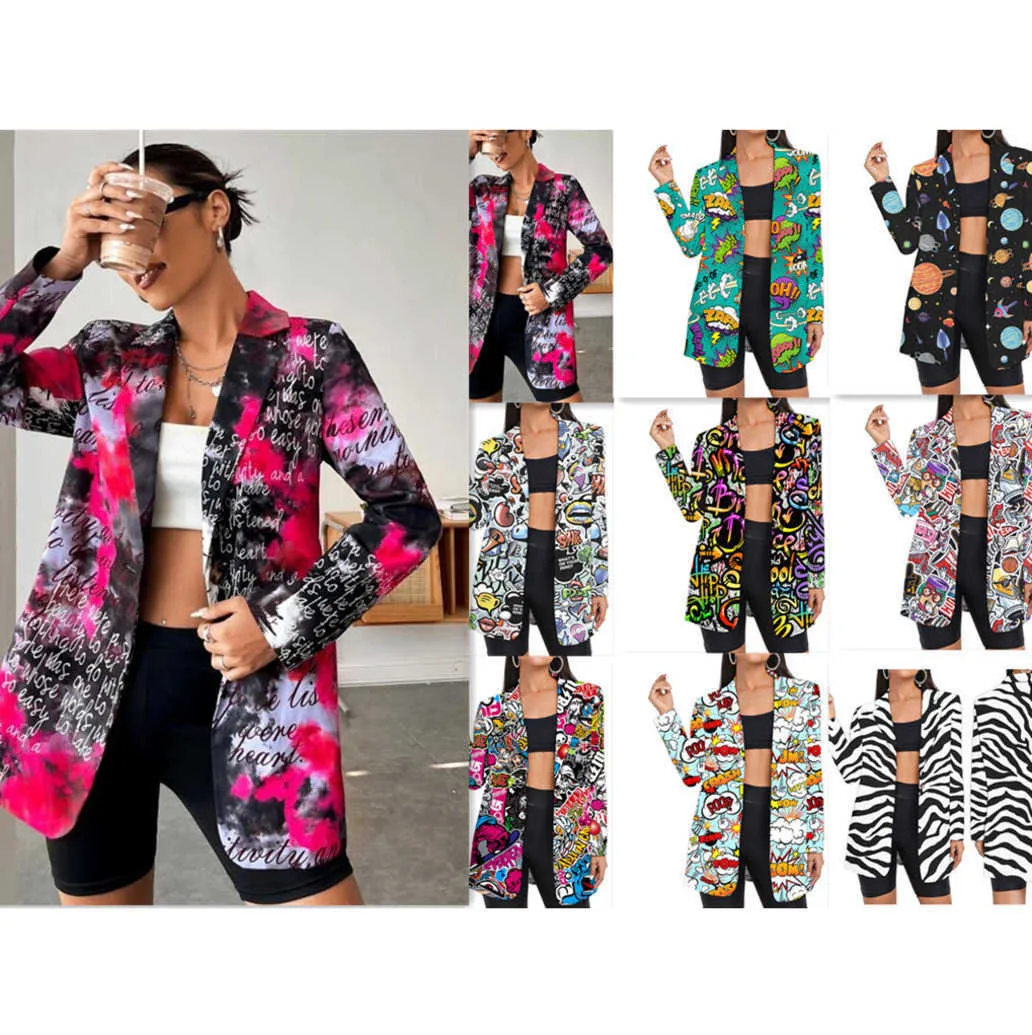 2023 women 28 colors blazer fashion non positioning printing women's casual small suit jacket trend women's wear