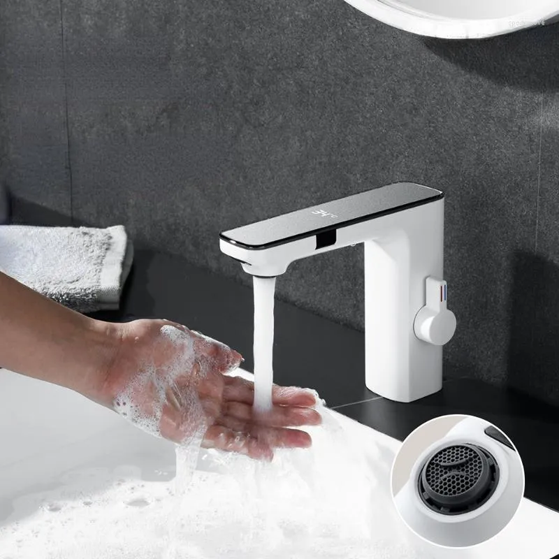 Badrumsvaskar kranar smart sensor digital skärm kran kran Touchless Cold Mixer Water Tap