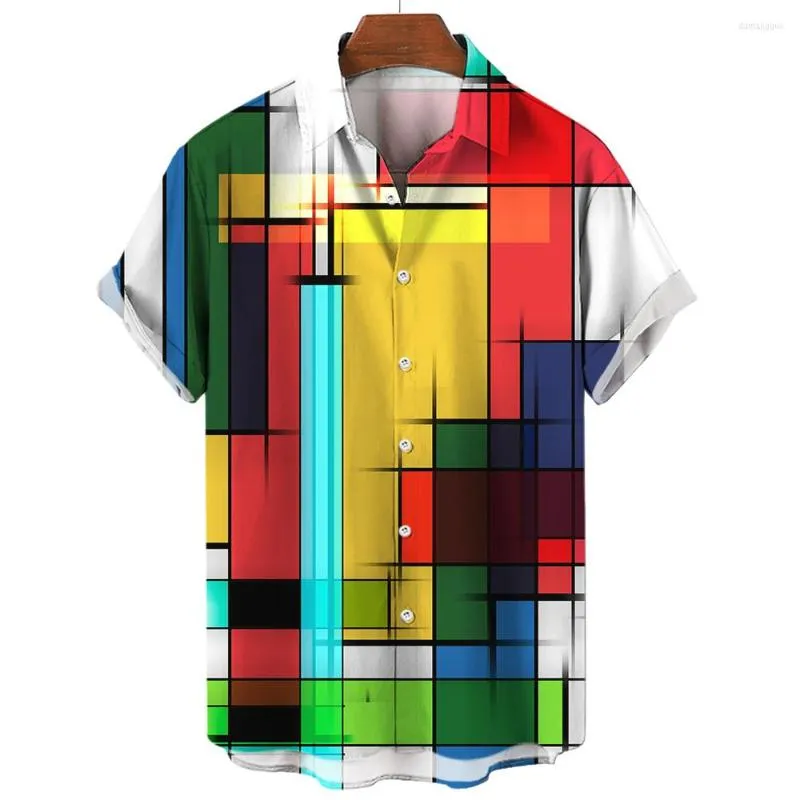 Camicie Casual Da Uomo Camicia A Righe Colorate Stampa Camicia Da Uomo  Fashion Contrast Gradient Plaid Harajuku Camicetta Manica Corta T Shirt  Estive Tempo Libero Da 14,33 € | DHgate