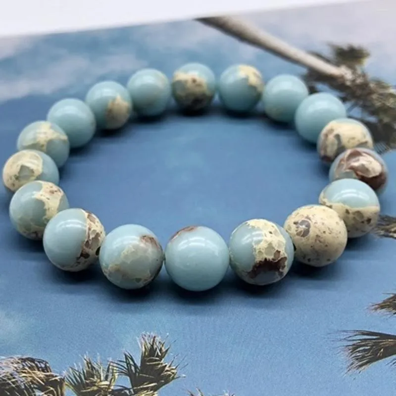 Strand Blue Shoushan Armband Kvinnlig studentvän Par Birthday Presentes Fresh Fashion Round Pärlor Handsmycken gör design