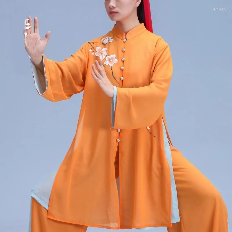 Abbigliamento etnico Moda Tai Chi Uniforme Abbigliamento per arti marziali Vestito a maniche lunghe folk tradizionale cinese Abbigliamento sportivo mattutino TA2032