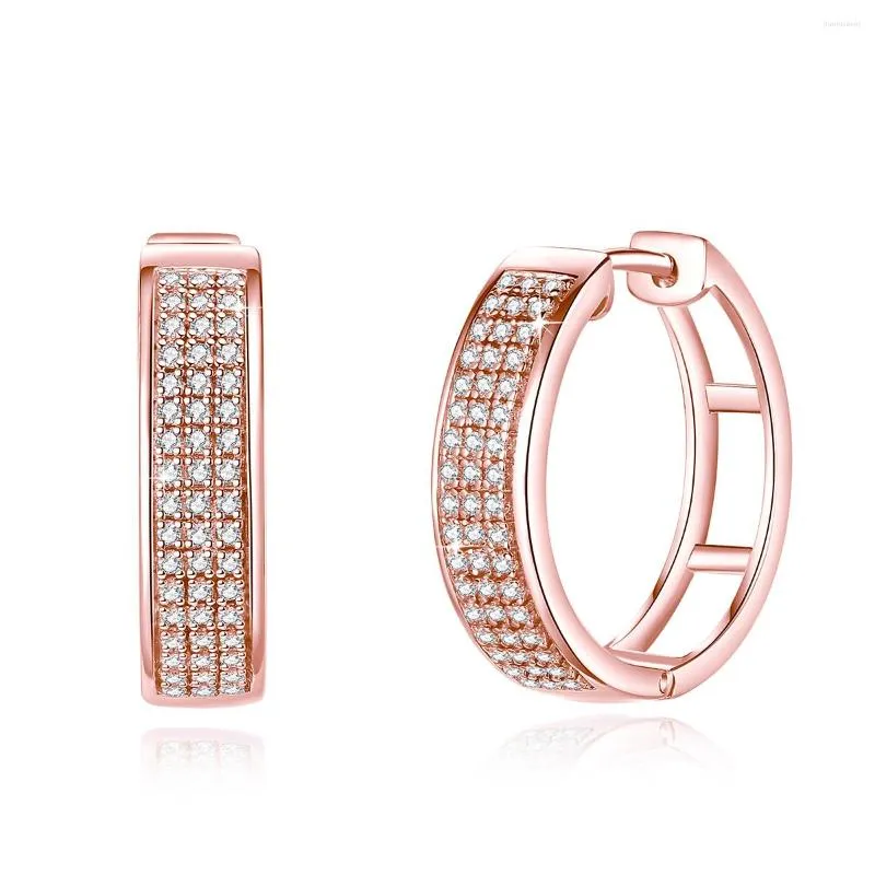 Studörhängen Classic Moissanite Hoop For Women D Color 925 Sterling Silver Plated Rose Gold Diamond Earring Wedding Fine Jewelry