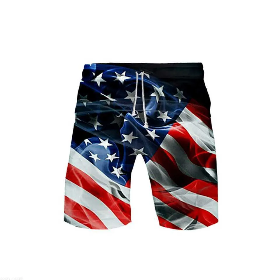 Men's Shorts USA Flag American Stars and Stripe Board Shorts Trunk Summer Suchy plaż