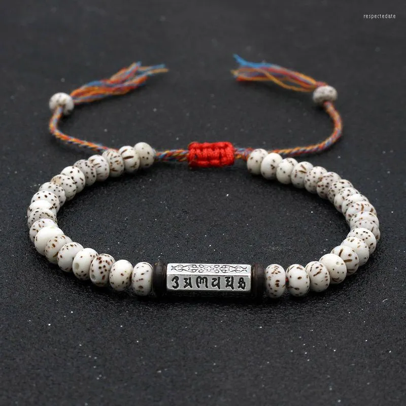 Charm Bracelets Tibetan Buddhist Colorful Cotton Thread String Natural Bodhi Beads Carved Amulet For Women Men Bracelet Jewelry