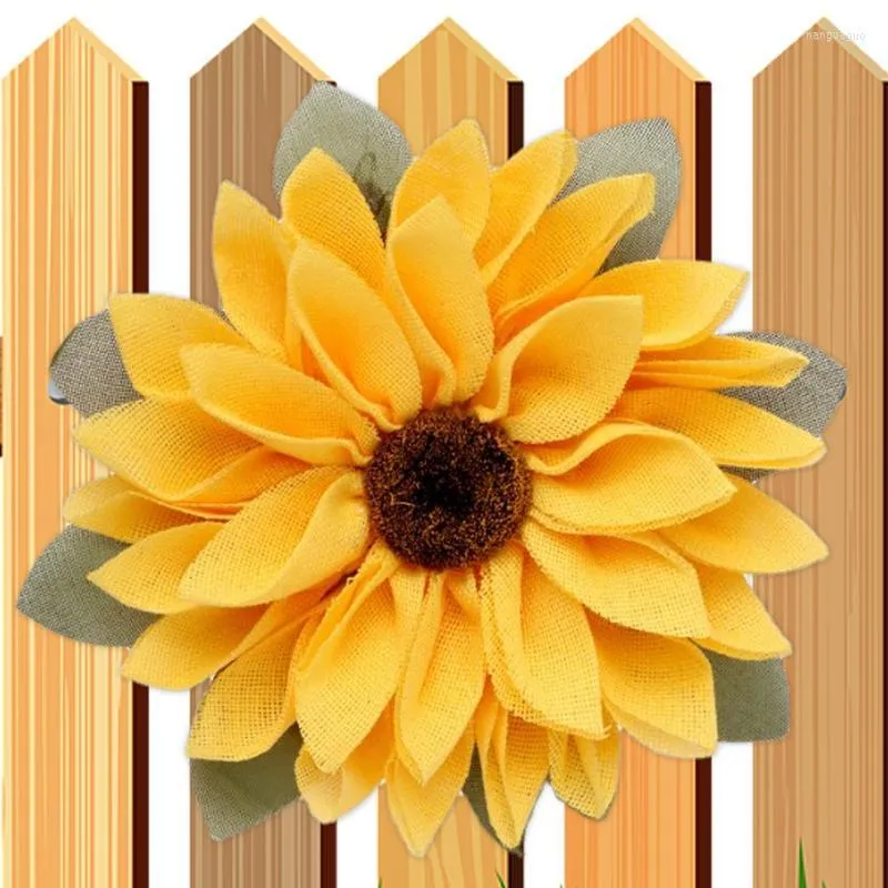 Dekorativa blommor Bee Sunflower Wreath Honeybee Festival Artificial Decor Rustic Ornament Door for Home Party