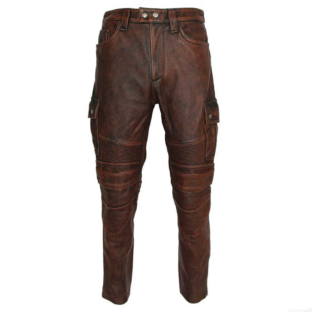 Men's Pants Motorcycle Leather Pants for Men Genuine Cowhide Protectives Motor Biker Leather Pant Protectors Pantalones Cuero Moto