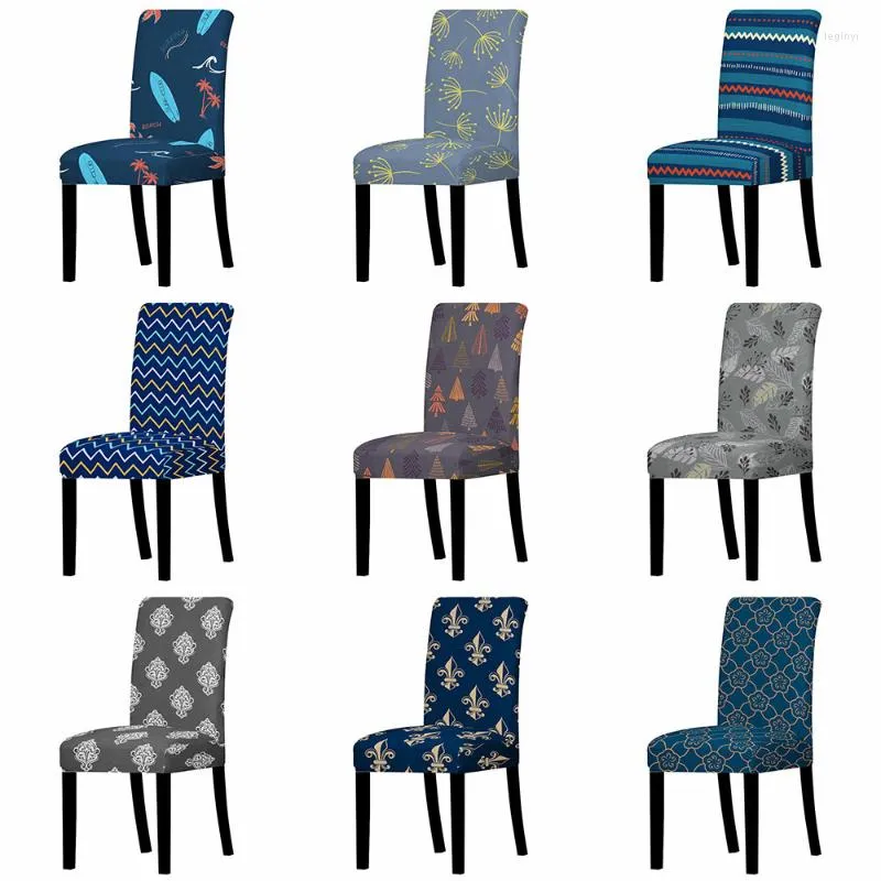 Stol täcker vintage randmönster tryckt stretch täcke hög rygg dammtät hem matsal dekor stolar levande lounge