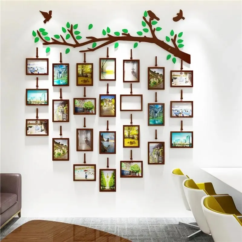 Acrylique Cadre Photo Sticker Mural 3D DIY Famille Photo Stickers Muraux Maison Hôtel Bureau École Salon Art Mur Décor