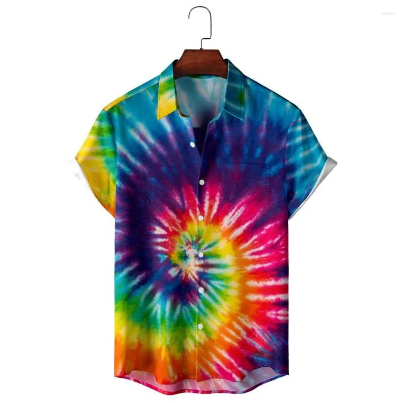 Chemises décontractées pour hommes T-shirt à manches courtes pour hommes Street Personality Hip-hop Fashion Top Tie-dye Pattern Vintage Print Oversize Wear