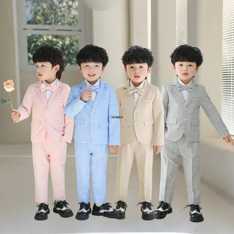 Clothing Sets Wedding Suit For Boys Children Formal Gentleman Pograph Kids Tuxedo Dress Big Teenager Graduation Stage Show Costume 230613