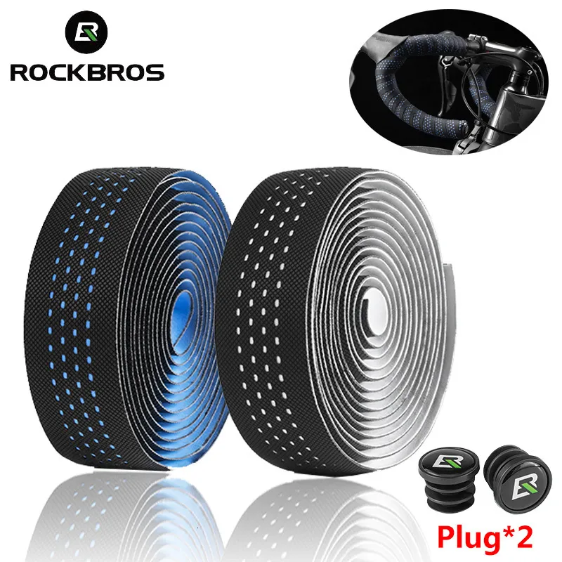 Fietsstuur Componenten ROCKBROS Road Stuurlint Met Stofplug PU Antislip Fietshandgreep Wikkeling EVA Soft Speed Bike Stuurlint Grips Accessoires 230614