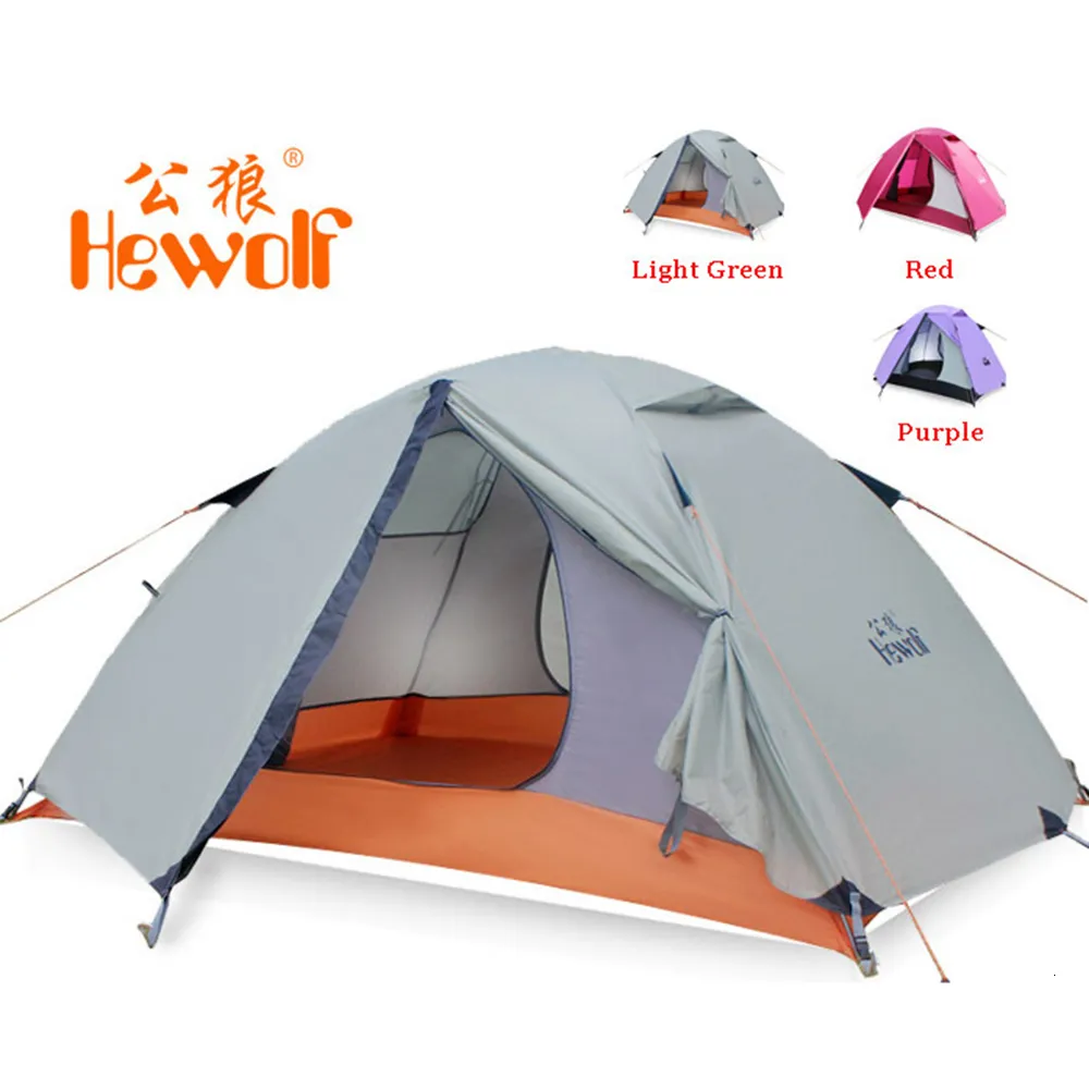 Tält och skyddsrum Hewolf 1595 Outdoor Double Layer Ultralight Aluminium Pole Waterproof Windproof Camping Tält 2,51 kg Beach Barraca 230613