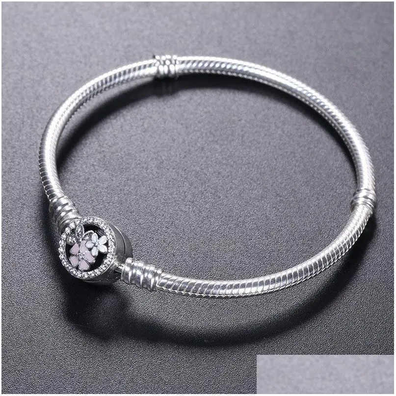 Charm Armband 925 Sterling Sier Armband Bloom Flower Emamel Clasp For Pandora Jewelry Original Box Women Wedding Drop Delivery DHZ8O