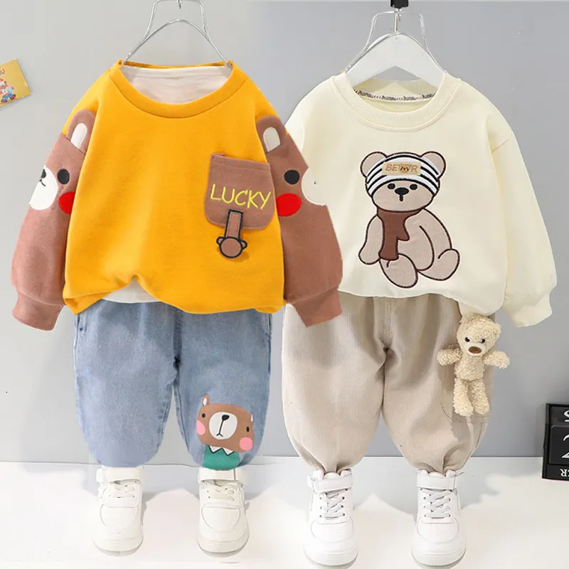 Комплекты одежды 0-4-летних детских мультфильмов Bodysuit Двухклассного в длинном рукаве для мальчиков и спортивного костюма для отдыха 230613 230613