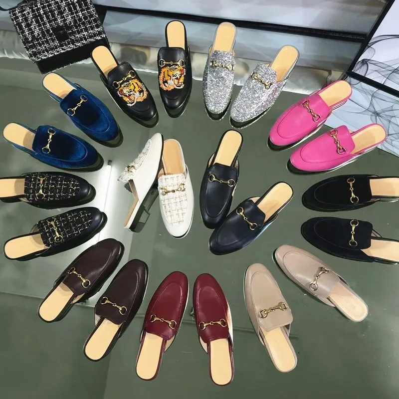 Designer Princetown Slippers Loafer Muller Slipper Lederen Schoenen met Gesp Mode Vrouwen Casual Mule Platte Schoen met stofzak 35-43