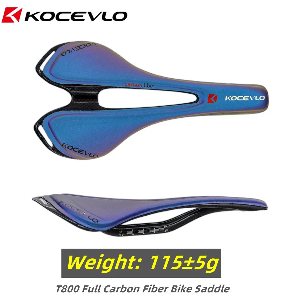 Selas de bicicleta KOCEVLO Full CarbonfiberLeather Fiber Road Mountain Almofada de assento de bicicleta descoloração de carbono Peças de ciclismo 230614